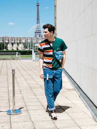 Мужская разноцветная футболка с круглым вырезом в горизонтальную полоску от Polo Ralph Lauren
