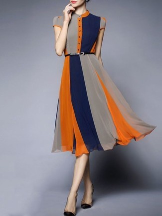 Разноцветное платье-миди от Esteban Cortazar