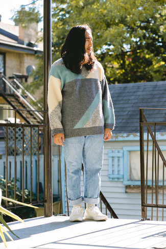 Мужской разноцветный свитер с круглым вырезом от Jack & Jones