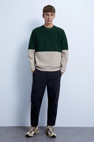 Мужской разноцветный свитер с круглым вырезом от Blue Fashion