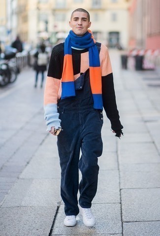Мужской разноцветный свитер с круглым вырезом от Sacai