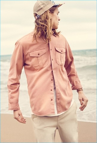 Мужская розовая рубашка с длинным рукавом от MACKINTOSH