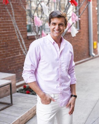 Мужская розовая рубашка с длинным рукавом от Polo Ralph Lauren