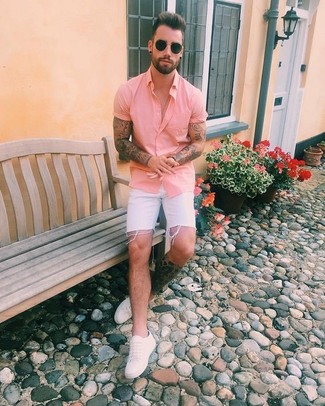 Мужская розовая рубашка с коротким рукавом от Simone Rocha