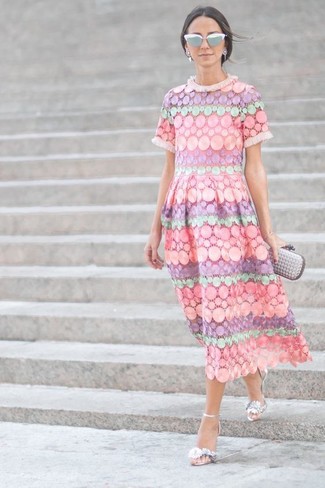 Ярко-розовое платье-миди от Dvf Diane Von Furstenberg