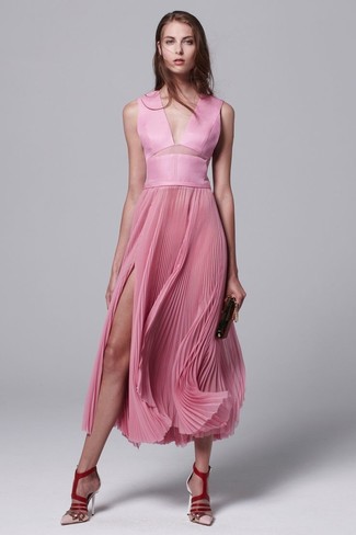 Ярко-розовое платье-миди от Dvf Diane Von Furstenberg
