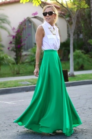 Зеленая длинная юбка от Jennyfer