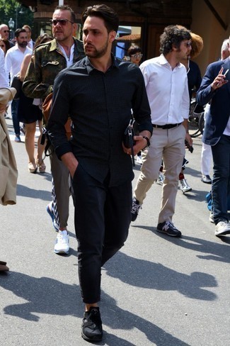 Мужская черная рубашка с длинным рукавом от Courrèges