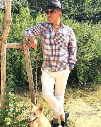 Мужская разноцветная рубашка с длинным рукавом в мелкую клетку от Luigi Borrelli