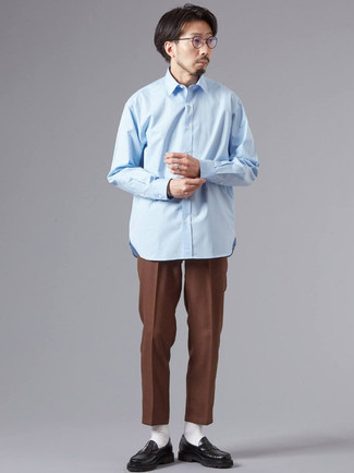Мужская голубая рубашка с длинным рукавом от Manuel Ritz