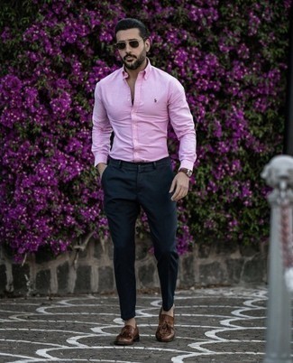 Мужская розовая рубашка с длинным рукавом от Xacus
