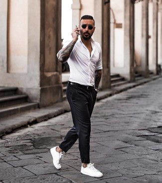 Мужские белые кожаные низкие кеды от Dolce & Gabbana