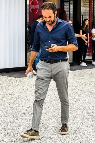 Мужская темно-синяя рубашка с длинным рукавом от Dolce & Gabbana