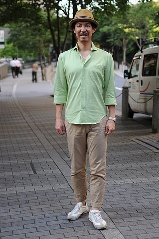 Мужская мятная рубашка с длинным рукавом от Roberto Collina