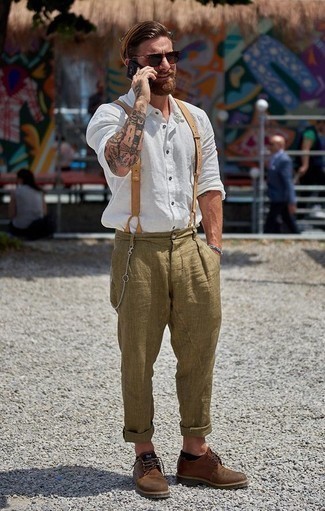 Мужская белая льняная рубашка с длинным рукавом от PT TORINO