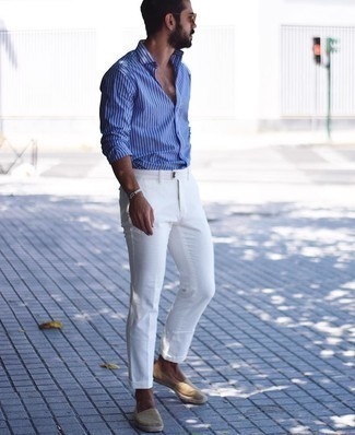 Белые льняные брюки чинос от Borrelli