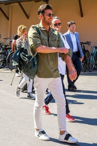 Мужская оливковая рубашка с длинным рукавом от Givenchy