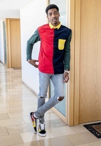 Мужская разноцветная рубашка с длинным рукавом от Lacoste
