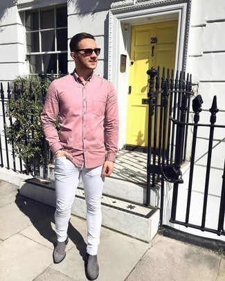 Мужская розовая рубашка с длинным рукавом от United Colors of Benetton