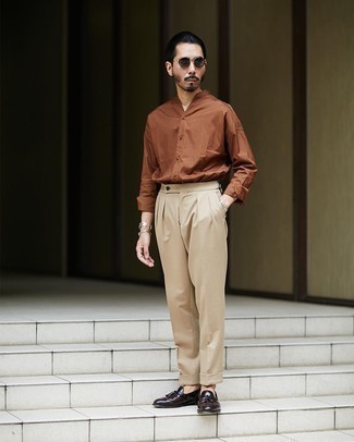 Мужская коричневая рубашка с длинным рукавом от Burton Menswear London