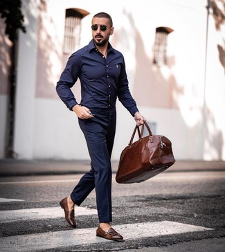 Мужские темно-синие классические брюки от BOSS