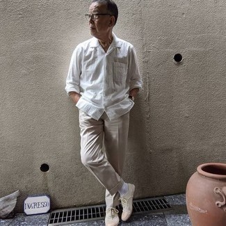 Мужские бежевые классические брюки от Eidos