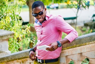 Мужская розовая рубашка с длинным рукавом от Burton Menswear London