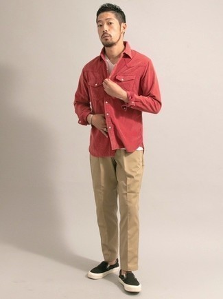 Мужская красная рубашка с длинным рукавом от Barba