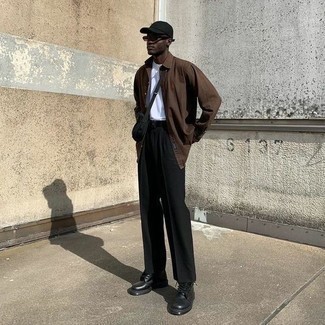 Мужская темно-коричневая рубашка с длинным рукавом от Bottega Veneta