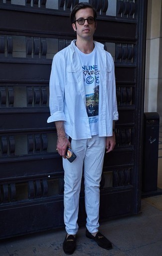 Мужская белая футболка с круглым вырезом с принтом от MARKET