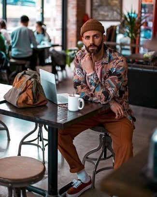 Мужская разноцветная рубашка с длинным рукавом с принтом от Dolce & Gabbana