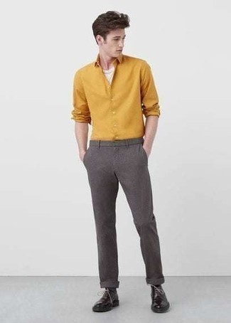 Мужская желтая рубашка с длинным рукавом от Botter