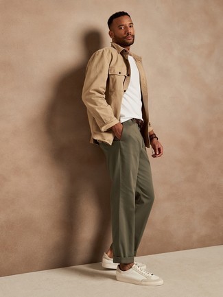 Мужская светло-коричневая рубашка с длинным рукавом от DSQUARED2