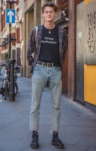 Мужская черно-белая футболка с круглым вырезом с принтом от Ami Paris