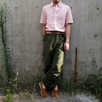 Мужская розовая рубашка с коротким рукавом от Noak