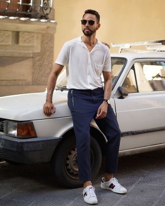 Мужские белые кожаные низкие кеды с принтом от Calvin Klein Jeans