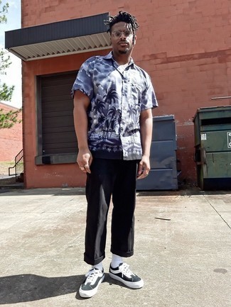 Мужская серая рубашка с коротким рукавом с принтом от MSGM