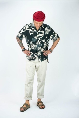 Мужская темно-бирюзовая рубашка с коротким рукавом с принтом от Gcds