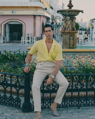 Мужская желтая рубашка с коротким рукавом от Casablanca