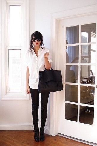 Женская белая рубашка с коротким рукавом от Alexander McQueen