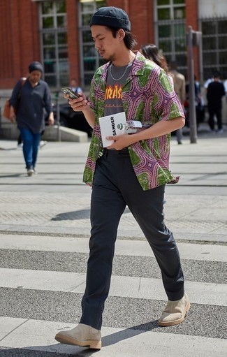 Мужская серая футболка с круглым вырезом с принтом от Black Comme Des Garçons