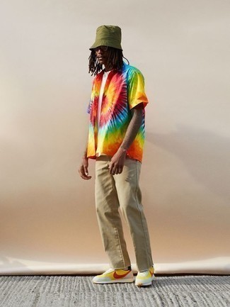 Мужская разноцветная рубашка с коротким рукавом с принтом тай-дай от MSGM