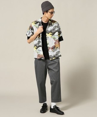 Мужская разноцветная рубашка с коротким рукавом с принтом от Burberry