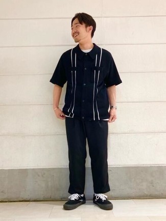 Мужские черные низкие кеды из плотной ткани от Maison Mihara Yasuhiro
