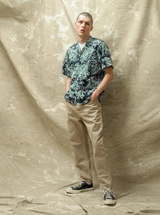 Мужская оливковая рубашка с принтом от Givenchy