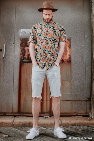 Мужская разноцветная рубашка с коротким рукавом с цветочным принтом от MSGM