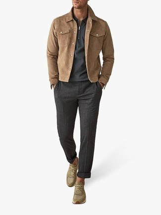 Мужская светло-коричневая замшевая куртка-рубашка от Salvatore Santoro