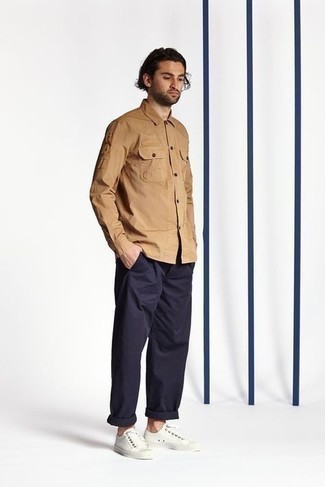 Мужская светло-коричневая рубашка с длинным рукавом от James Perse