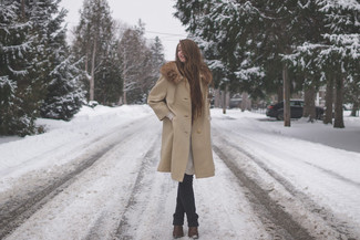 Женское светло-коричневое пальто от Audrey Right