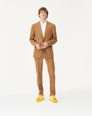 Мужские желтые кожаные низкие кеды от adidas